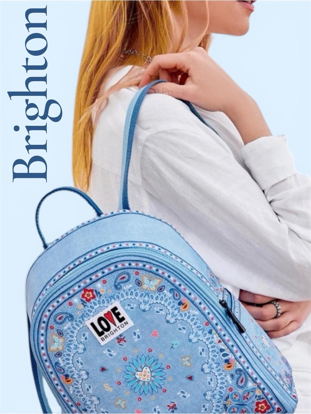 💙Brighton Blue Bandana Love Print Backpack - NWT